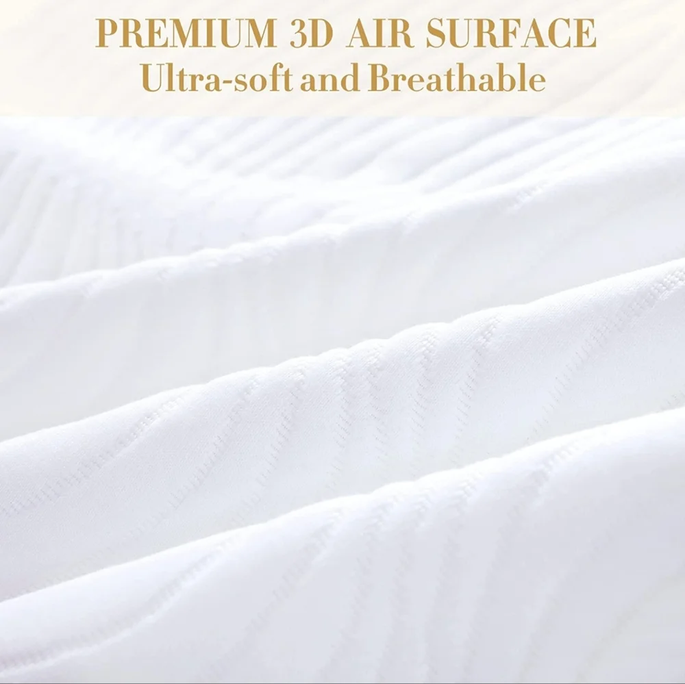 Full Size 100% Waterproof Mattress Pad, 3D Air Fiber Fabric Mattress Protector,